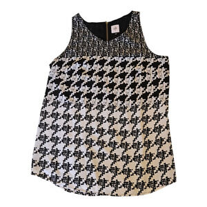 Cabi Medium Houndstooth Sleeveless Zip Closure Shirt